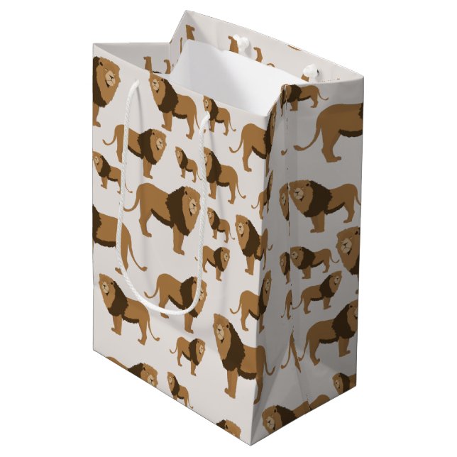 Jungle Lion Animal Pattern Mittlere Geschenktüte (Vorderseite Schrägansicht)