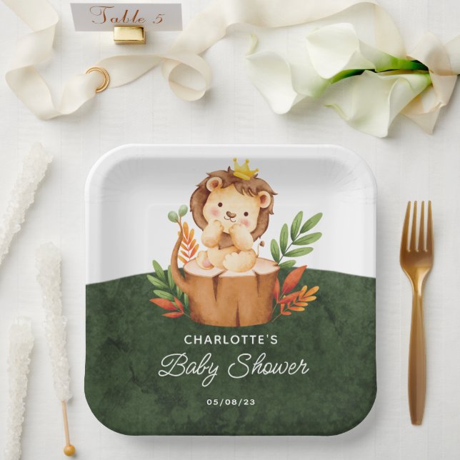 Jungle Lion Baby Duschpapier Teller (Hochzeit)