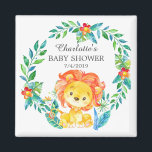Jungle Lion Baby Shower Favor Magnet<br><div class="desc">Niedlicher Dschungel-Löwenmagnet für eine Neutral-,  Mädchen- oder Jungendusche. Ändern Sie den Hintergrund,  indem Sie auf Anpassen und verwenden Sie unsere Farbauswahl!. Matching Artikel in unserem Shop erhältlich.</div>