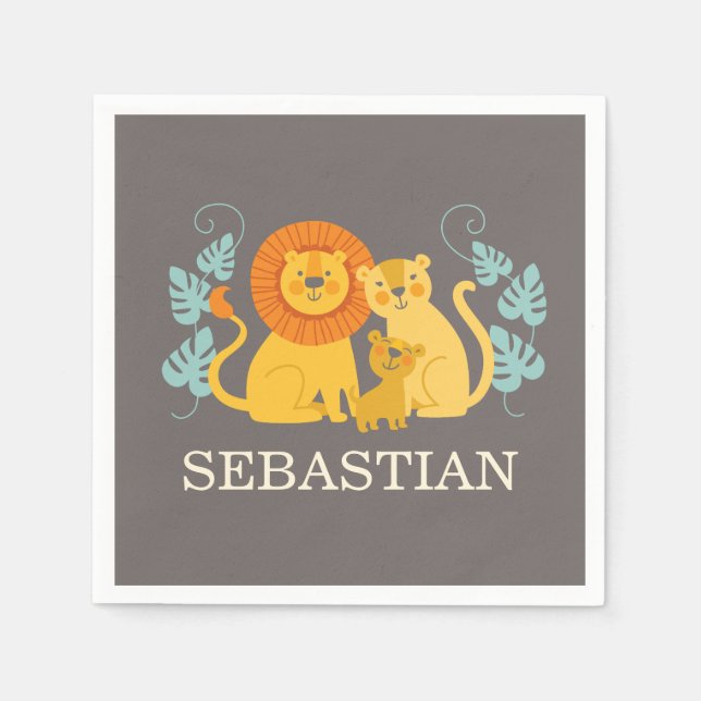 Jungle Lion Baby Shower Napkin Serviette (Vorderseite)