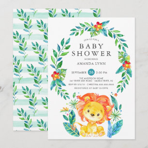 Jungle Lion Boy Baby Dusche Einladung