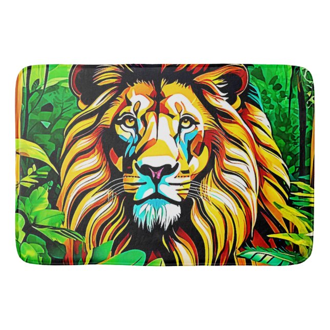 Jungle Lion Pop Art Design Badematte (Vorderseite)