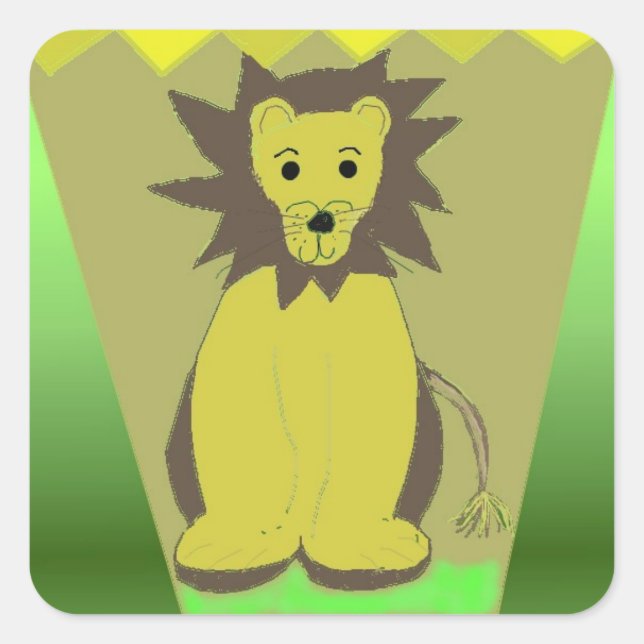 Jungle Lion Quadratischer Aufkleber (Vorderseite)