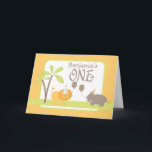 Jungle Lion und Hippo Happy 1. Geburtstag Karte<br><div class="desc">Eine niedliche Geburtstag-Karte, die einem Kind einen glücklichen 1. Geburtstag mit zwei der beliebtesten Tiere des Dschungels verleiht - einem Löwen und einem Nilpferd, der Party-Hüte trägt und an Ballons festhält. Der Name auf der Vorderseite und der Text in der Karte können angepasst werden. Wenn Sie dieses Design für andere...</div>