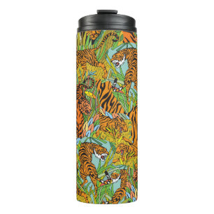 Jungle Majesty: Tiger inmitten von Grün Thermosbecher