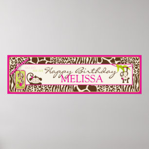 Jungle Monkey Safari Dritter Geburtstag Banner Ros Poster