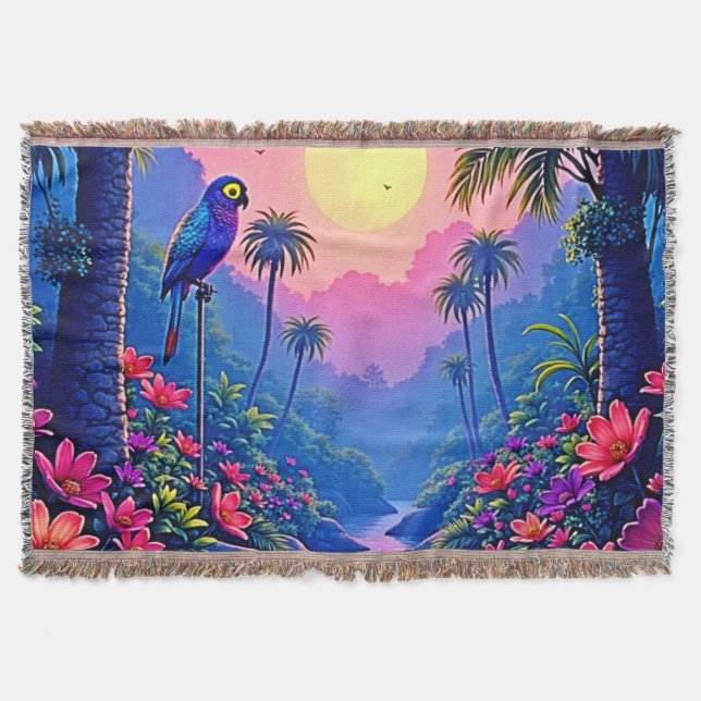 Jungle Moon Blue Parrot Paradise Decke (Vorderseite)