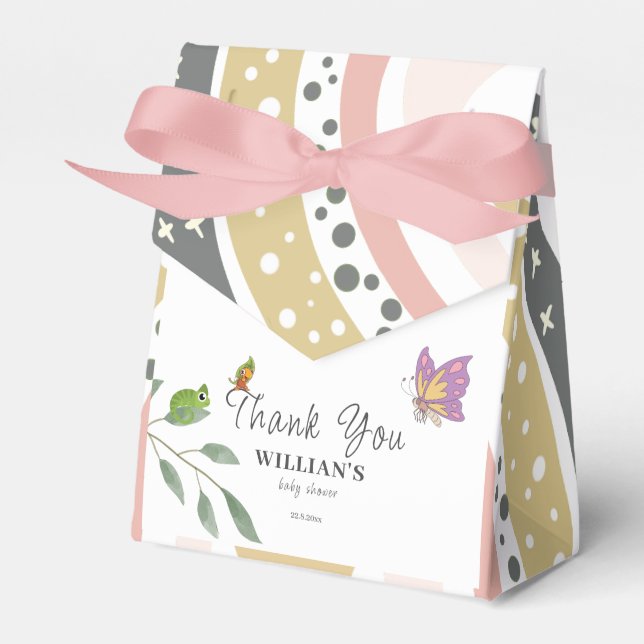 Jungle Over the Rainbow Baby Shower Danke Geschenkschachtel (Vorderseite)