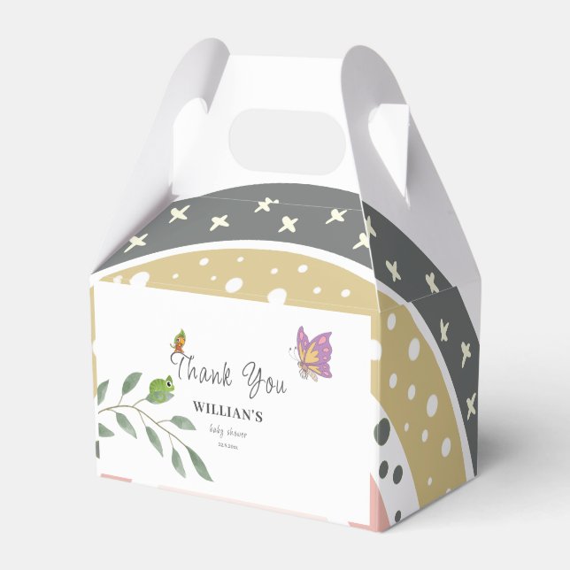 Jungle Over the Rainbow Baby Shower Danke Geschenkschachtel (Vorderseite)