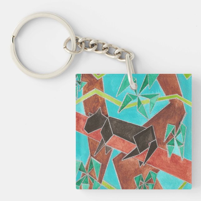 Jungle Panther Original Abstract Art Schlüsselanhänger (Vorderseite)