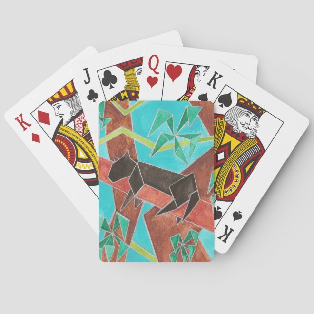 Jungle Panther Original Abstract Art Spielkarten (Rückseite)
