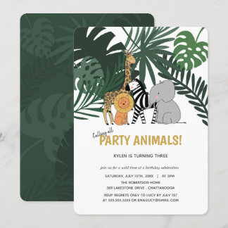 Jungle Party Animals Safari Kindergeburtstag Einladung