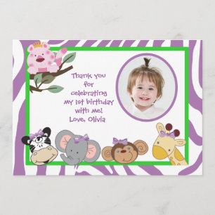 Jungle Party Animaux Plat merci note