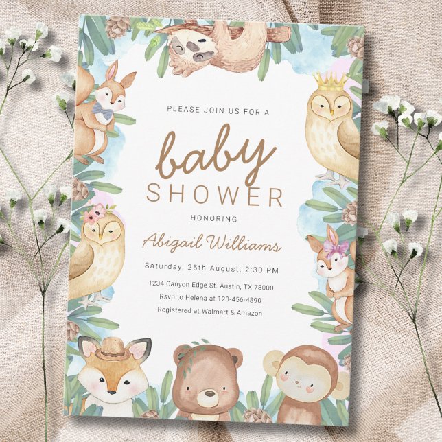 Jungle Party Babydusche für Landtiere Einladung (Von Creator hochgeladen)
