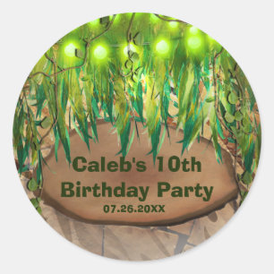 JUNGLE PARTY Blätter & Gastgeschenk für Tierdrucke Runder Aufkleber