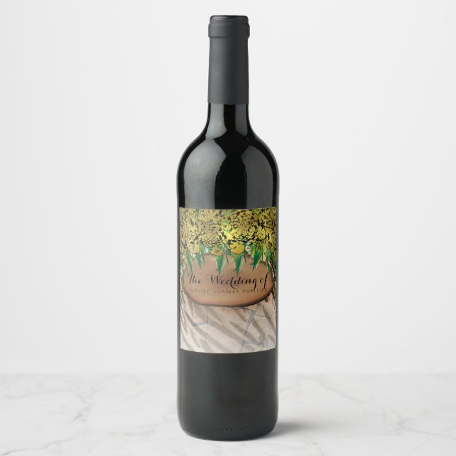 JUNGLE PARTY Gold Glam Animal Print Birthday Wine Weinetikett (Vorderseite)
