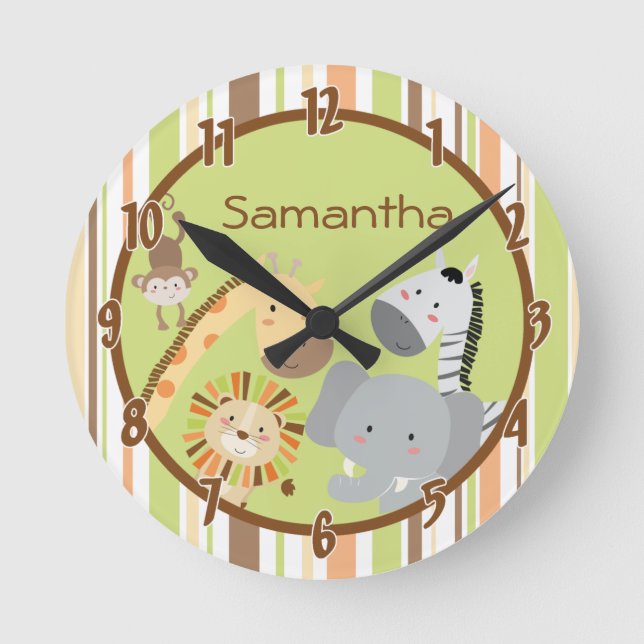 Jungle Play Safari Zoo Personalisierte Uhr (Vorderseite)