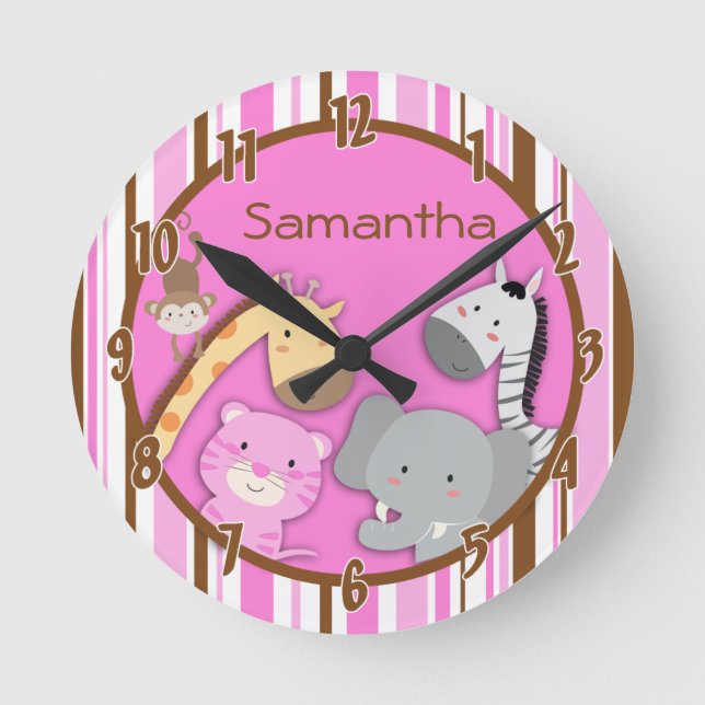 Jungle Play Safari Zoo Personalisierte Uhr (Vorderseite)