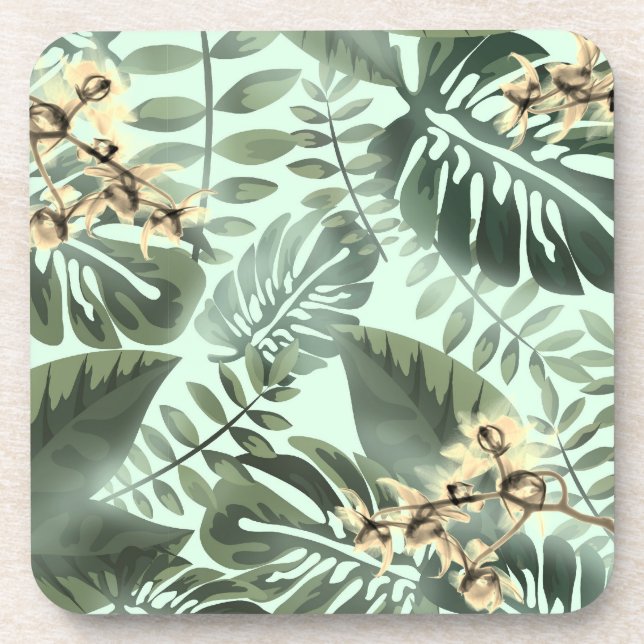 Jungle Print mit Cream Orchids Untersetzer Set (Vorderseite)