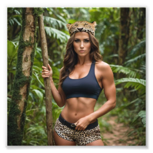 Jungle Queen FBB Eine Pose in Leopard Skin Fotodruck
