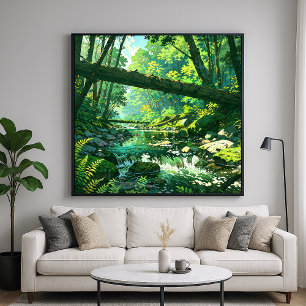 Jungle Ravine - Lebendiges Bild des Waldes Poster
