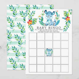 Jungle Rhino BINGO Babydusche Spiel Einladung