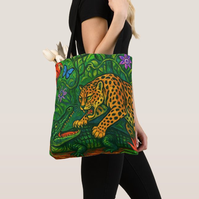 "Jungle Rivals" - Farbenfrohe Wildlife Portrait Tasche (Von Nahem)