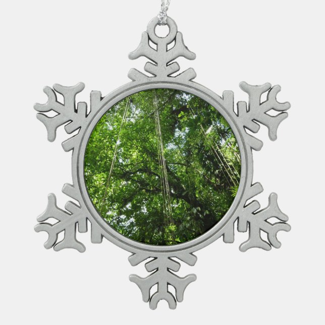 Jungle Ropes Rainforest Fotografie Schneeflocken Zinn-Ornament (Vorderseite)
