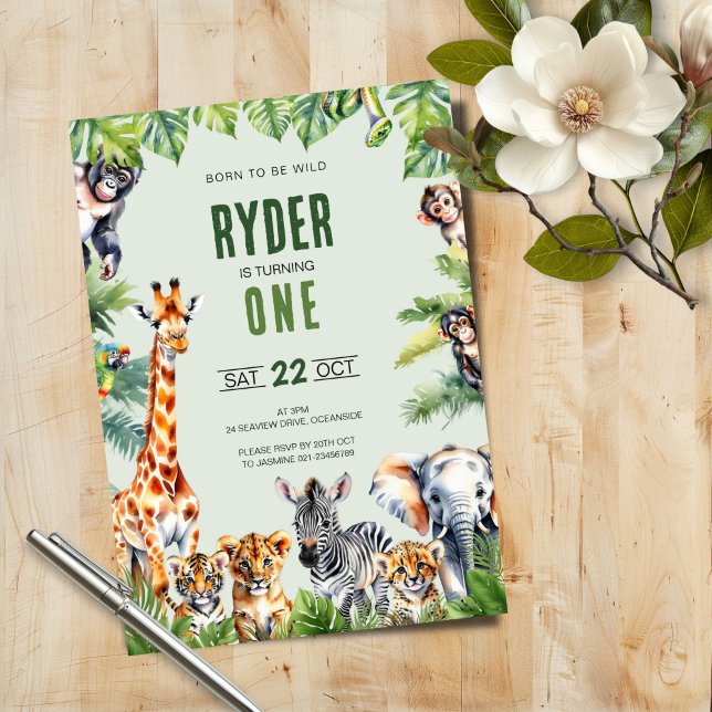 Jungle Safari 1. Geburtstag Einladung (Von Creator hochgeladen)