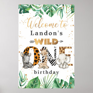Jungle Safari 1er Anniversaire Poster de bienvenue