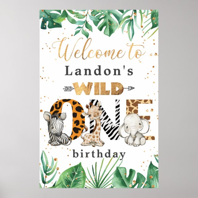 Jungle Safari 1er Anniversaire Poster de bienvenue (Devant)