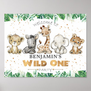 Jungle Safari 1er Anniversaire Poster de bienvenue