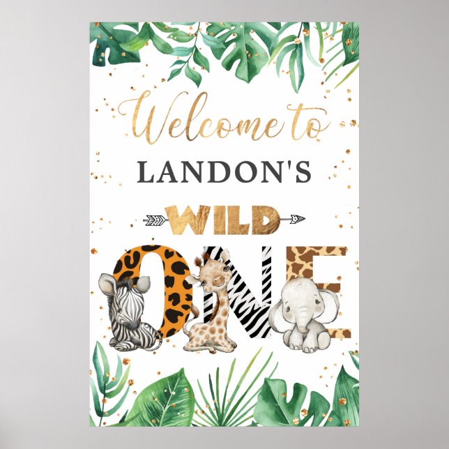 Jungle Safari 1er Anniversaire Poster de bienvenue (Devant)