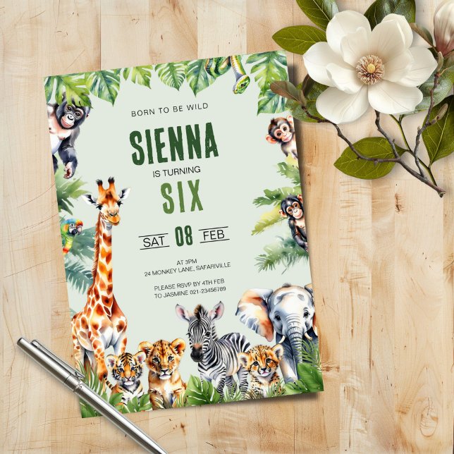 Jungle Safari 6ème anniversaire Invitation (Créateur téléchargé)