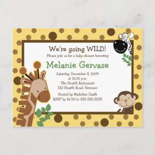JUNGLE SAFARI ADVENTURE YELLOW Babydusche laden ei Einladungspostkarte