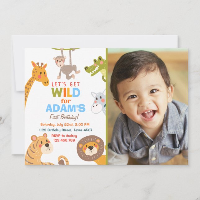 Jungle Safari Animal Anniversaire Fête Invitation (Devant)