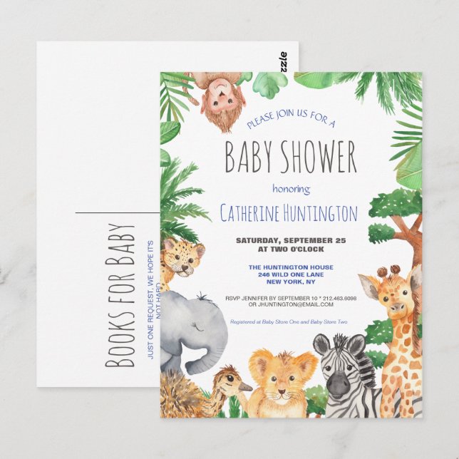 Jungle Safari Animal Baby Shows Postkarte (Vorne/Hinten)