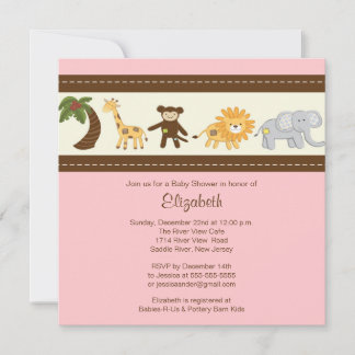 Jungle Safari Animal Girl Babydusche Einladung