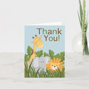 Jungle Safari Animal Neutral Baby Shower Dankeskarte