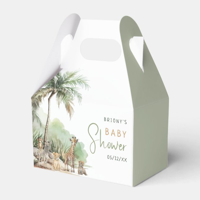 Jungle Safari Animals Adventure Baby Dusche Geschenkschachtel (Vorderseite)