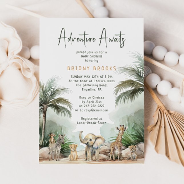Jungle Safari Animals Adventure erwartet Baby Show Einladung (Von Creator hochgeladen)