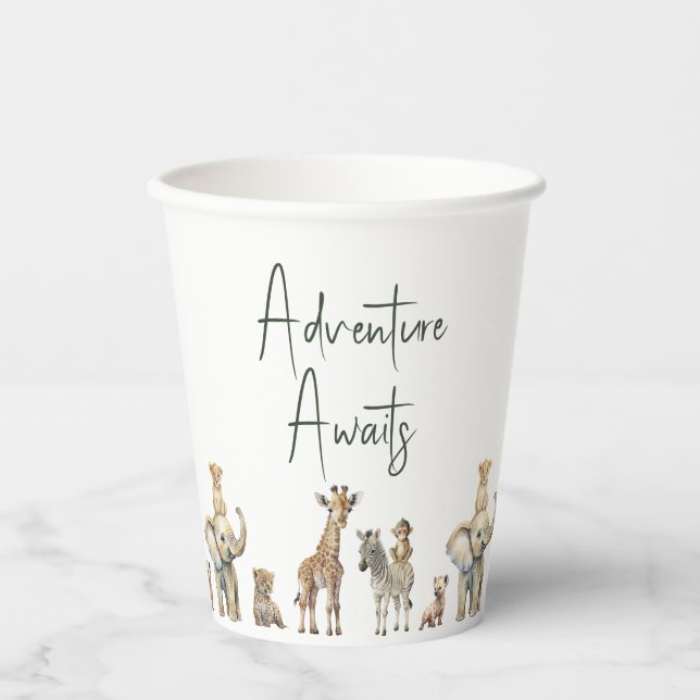 Jungle Safari Animals Adventure erwartet Baby Show Pappbecher (Vorderseite)