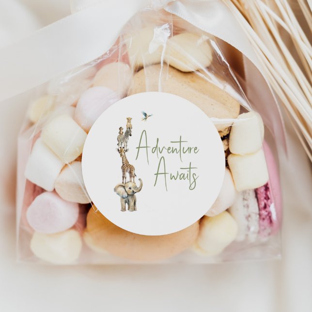 Jungle Safari Animals Adventure erwartet Gefallen Runder Aufkleber (Von Creator hochgeladen)