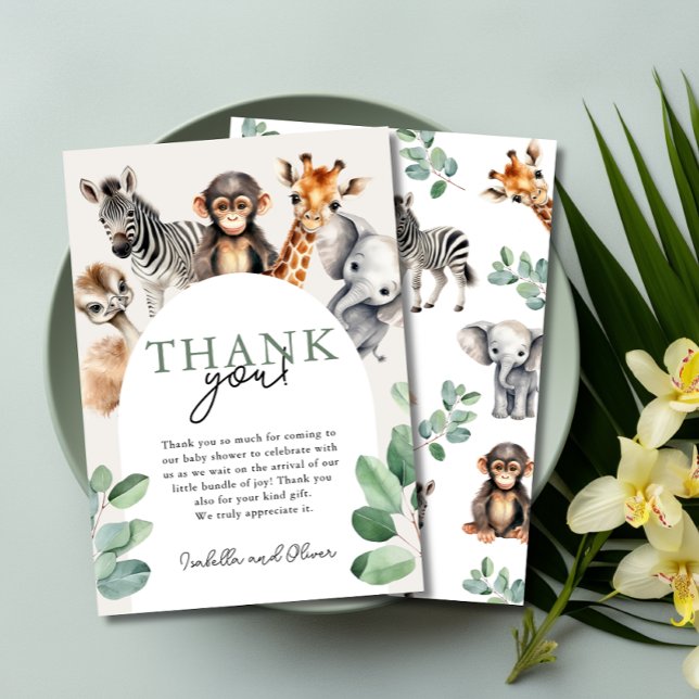 Jungle Safari Animals Baby Dusche Danke Karte (Jungle Safari Animals Baby Shower Thank You Card)