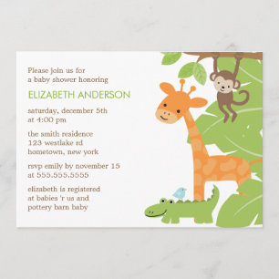 Jungle Safari Animals Baby Dusche Einladung