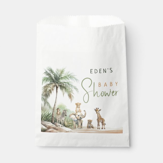 Jungle Safari Animals Baby Dusche Geschenktütchen (Vorderseite)