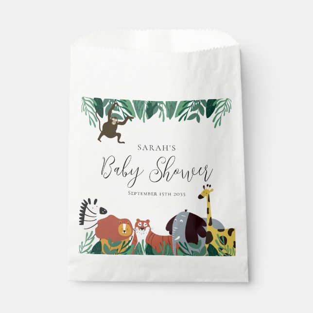 Jungle Safari Animals Baby Dusche Geschenktütchen (Vorderseite)