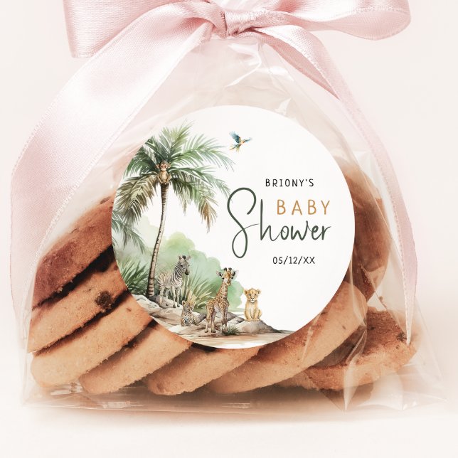 Jungle Safari Animals Baby Dusche Runder Aufkleber (Von Creator hochgeladen)