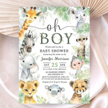 Jungle  Safari Animals Baby Shower Oh Boy