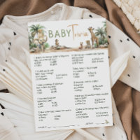 Jungle Safari Animals Baby Showkarte